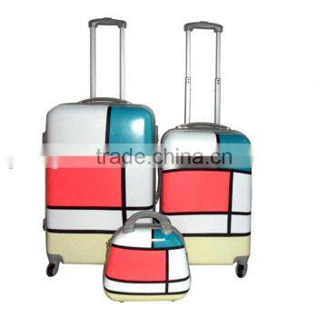 3 Pcs 12/20/24 Cosmetic Bag Stitching Color Luggage Fashion Design ABS+PC Luggage photo-2