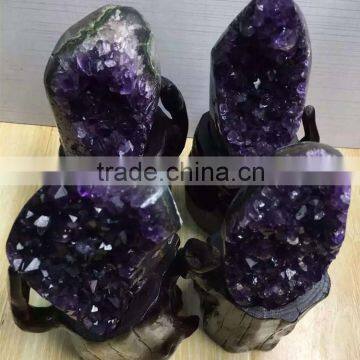 Natural Rock 4 pcs Amethyst Geodes Uruguay Crystal Ornaments On Sale