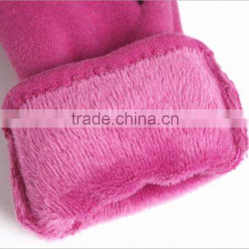 2015 Hot Sale Winter Warm Girls Igloves Newest Fashion Fleece Thermal Gloves Pink With Bowknow photo-4