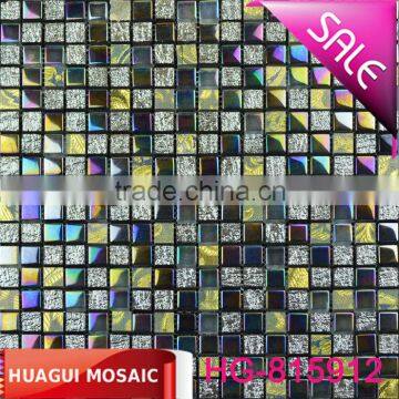 15*15*8mm Beautiful silver bump glass mix ceramic mosaic tile for interior mural decoration