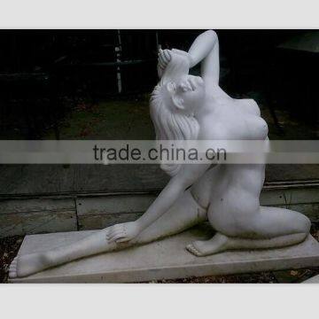 Hand Carved Natural White Marble Sculpture Naked Sex Girl Statue