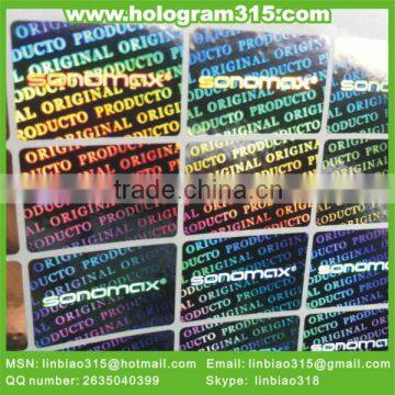 Custom authentic adhesive genuine security hologram stickers