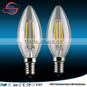 china supplier led lamp E14/E27 led filament bulb C35 candle light with CE ROHS SAA TUV