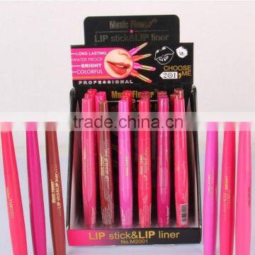 Music Flower Dual Purpose Lipstick&Lip Liner 12 Colors Waterproof Long Lasting Bright Colorful Lipstick Stick Set photo-2