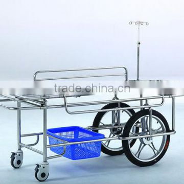 Stainless steel stretcher with 2 big 2 small wheels