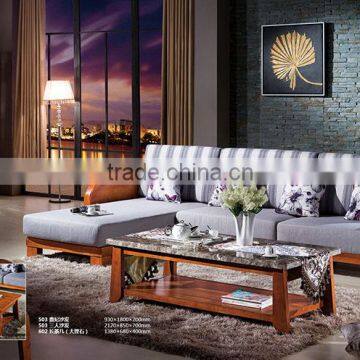 ergonomic living room furniture wooden sofa lounge and marble center table