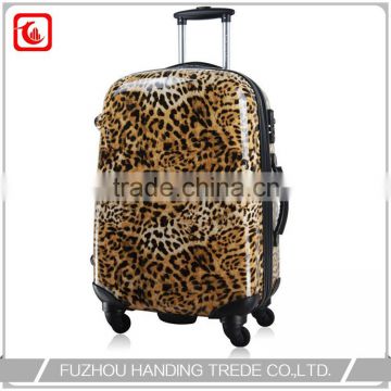 ABS pc bag yellow leopard luggage set , beautiful design luggage set