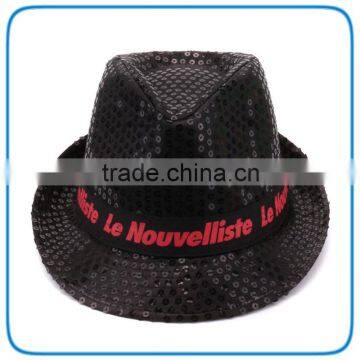 Cheap Black Personalized Birthday Glitter Caps Red Gold Kids Costome Mens Funny Led Light up Flashing Sequins Fedora Party Hats photo-2