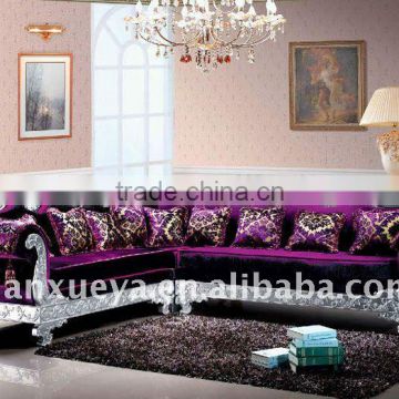 Hotel lobby velvet purple corner sofa design(DXY3104)