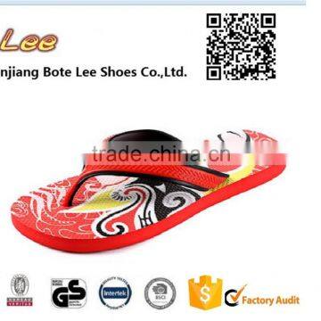 2015 summer man woman custom printed beach pe flip flop rubber sandals