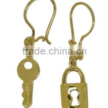 Fashion lock and key charm earring QEA046