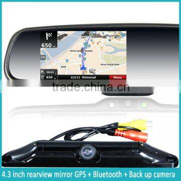 GPS Rearview Mirror with 4.3 inch screen display with built in bluetooth speaker