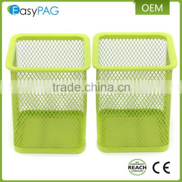 EasyPAG 2 Pcs 2.5 inch Square Steel Desk Organizer Mesh Style Pen Pencil Holder