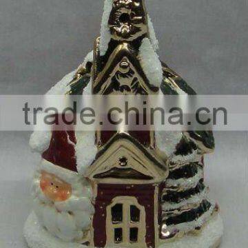 pottery house christmas tea-light candle holder