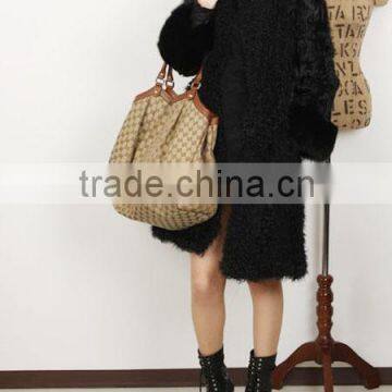 Fashion Lady's Lamb Coat for Women With Fur Trim LC96 photo-2