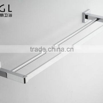 New square design Brass Chrome finishing Bathroom accessories Wall mounted Double towel bars