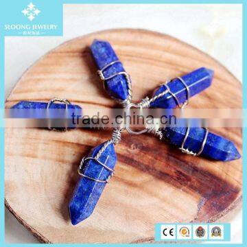 New Trend Fashion Natural Crystal Agate Lapis Lazuli Pendant Necklace Jewelry