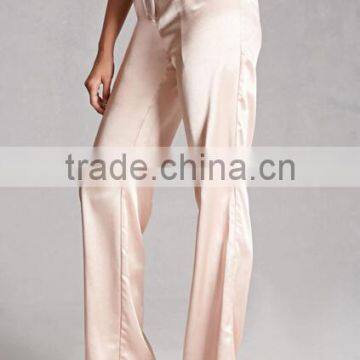 Guangzhou Factory manufacturer 2016 Latest design Flare legs Satin pants for women