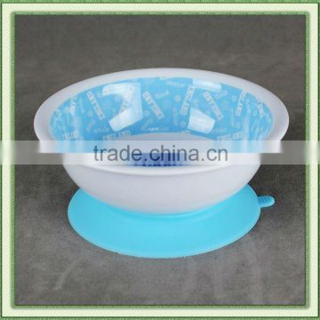 JH30015 baby melamine bowl with suction base in solid white color with design