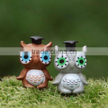 hot custom cute miniature owl figures/oem mini figure owl statues for kids/customized decro mini figurine manufacturer