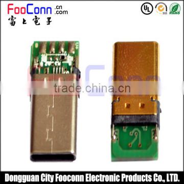 USB 3.1 Type C Connector gold plating with pcb mount