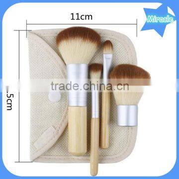 Hot Sale 4 Pcs Makeup Brushes Portable Soft Synthetic Hair Bamboo Handle Cosmetic Makeup Brush Set With Gunny Bag photo-4