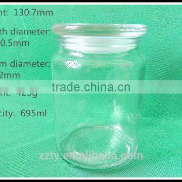 695ml cylinder pickle bottles with glass cap and rubber ring