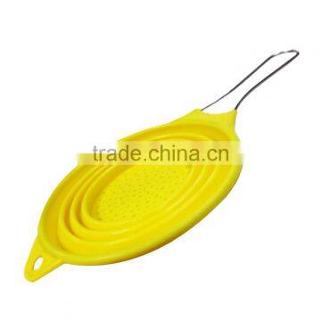 Wholesale microwave stainless steel collapsible silicone colander