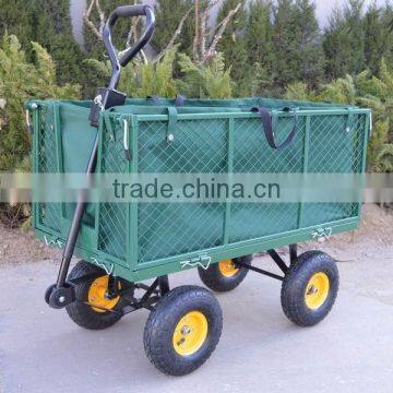 Heavy Duty four wheel Garden Trolley / utility Mesh Cart