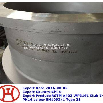 ASTM A403 WP316L Stub Ends PN16 as per EN1092/1 Type 35