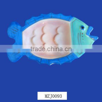 Hot sale ceramic fish Soap Dish in Tropical Blue Pink Bathroom Decor