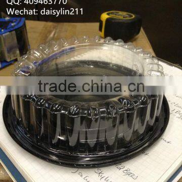 Disposable plastic clear fluted dome and black base cake pastry food domes containers