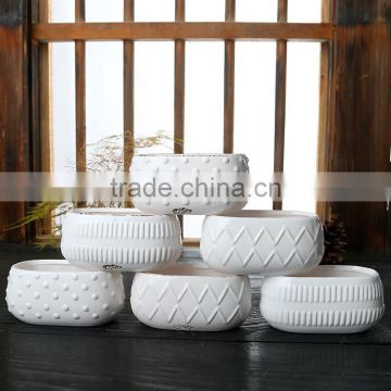 New design succulent samll white ceramic flower pots wholesale