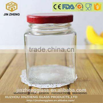 wholesale 200ml transparent glass jar with tin lid for honey