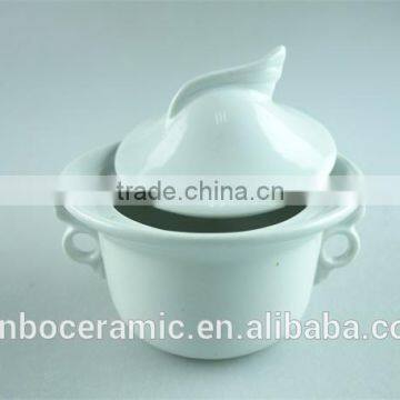 Mini Ceramic Casserole Pot With Lid, White Ceramic Small Soup Pot for Cookware photo-3