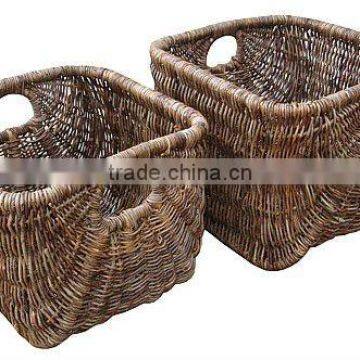 2012 nice style/2pcs four-cornered shape planter/solid rattan frame/water hyacinth/natural material planter/basket