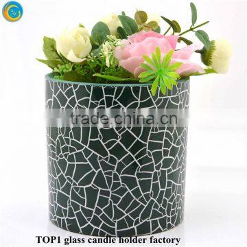 Green Mercury Glass Pillar Christmas Candle Holder photo-5