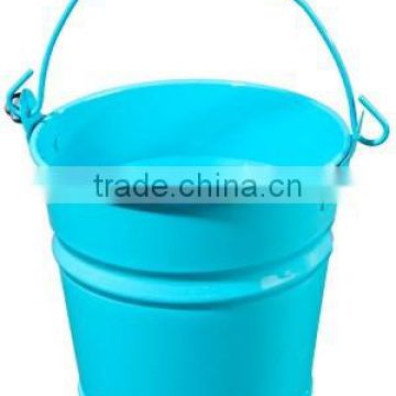 Handle Colorful Small Bucket/Garden Metal Flower Pot_Garden Pot with two stripes on bucket body