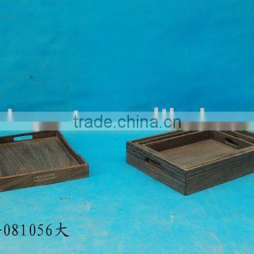 disposable handmade High quality carbonization wooden serving fruit tray