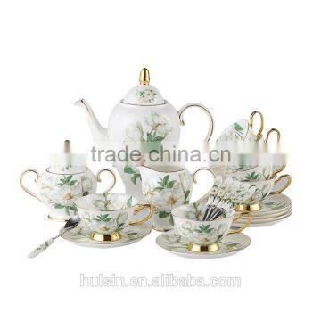 Set of 15pcs bone china flowers design coffee set