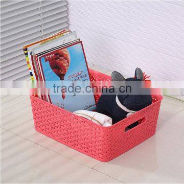 Rattan Laundry Plastic Basket Sundries Storage With Lid & Handle photo-3