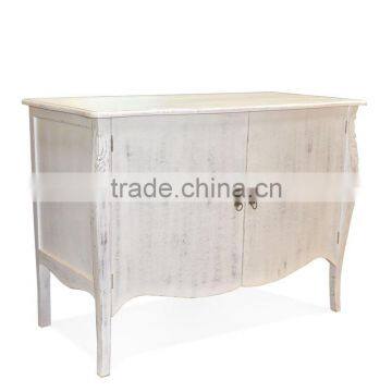 Buffet Console Bombay 2 Door White Distressed Mahogany Wood Furniture photo-3