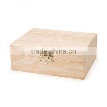 Unfinished Wooden Craft Box with Gold Clasp