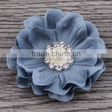 Fabric Flower With Pearl Rhinestone Center for Kids Hair Accessories photo-3