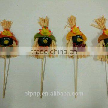 Paper Straw and Fabric Scarecrow Head for Autumn and Harvest Decoration photo-2