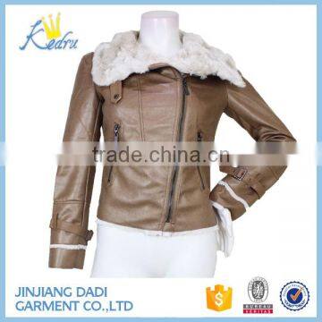 Latest Design Softshell Pu Leather Woman Winter Jacket