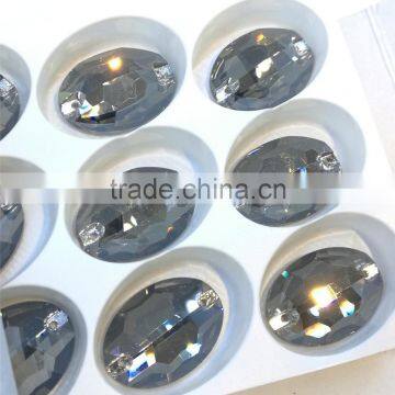Black Diamond Flat Back Sew on Crystal Facncy Stone Glass Beads With Holes for Jewelry Making photo-3