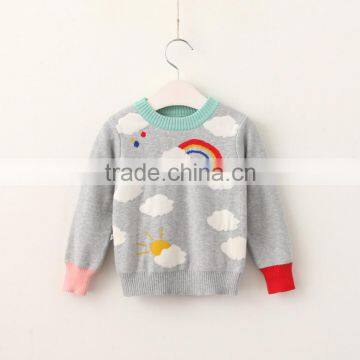 Warm Girls Rainbow and Cloud Pattern Patchwork Sweater Pullover With Cheap Price photo-4