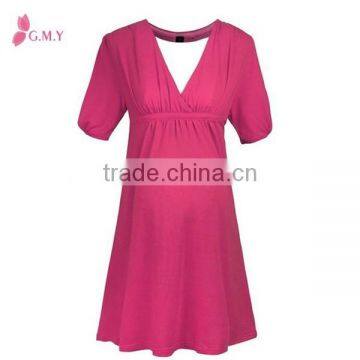 Women's V-neck Elastic Waist Black Maternity Dresses, Maternity Evening Dresses photo-3