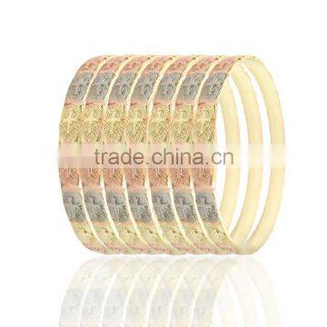 6 MM Three Tone Plated Cross Stamp Bangles